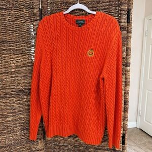 Ralph Lauren Bright Orange Cable-Knit Crewneck Sweater